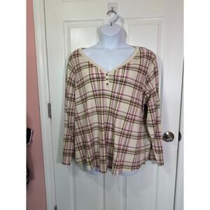 Terra and sky 3x spring colored plaid waffle knit long sleeve size 3x (24-26)